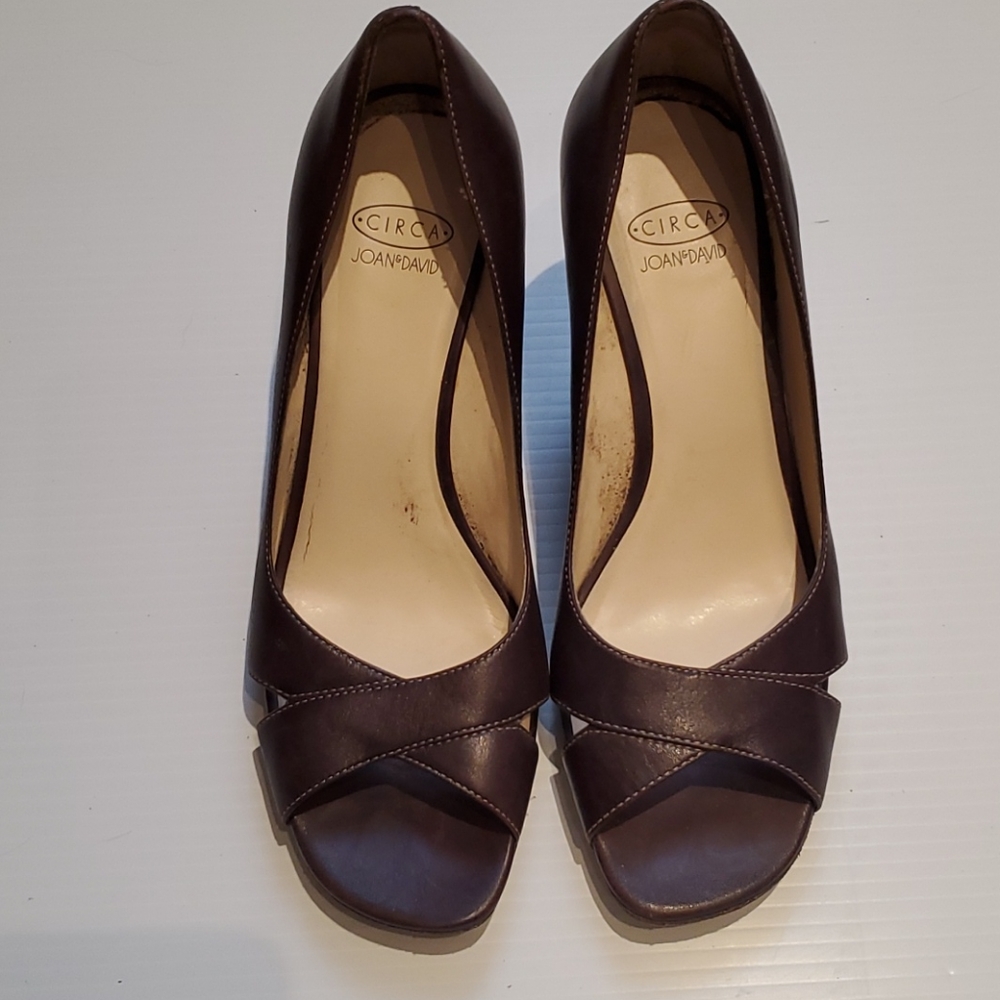 Joan and David Leather Peep Toe Pumps
